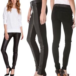 VINCE MIXED MEDIA BLACK LEATHER SUEDE SKINNY PANTS